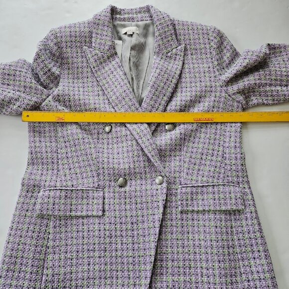 NWT Loft Tweed Double Breasted Blazer Lavender Purple Green 14 - Picture 13 of 14